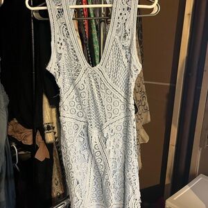 Light Blue Lace Sleeveless Dress